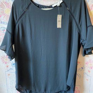 BRAND NEW Loft Navy Blouse Short Sleeved with Soft Back